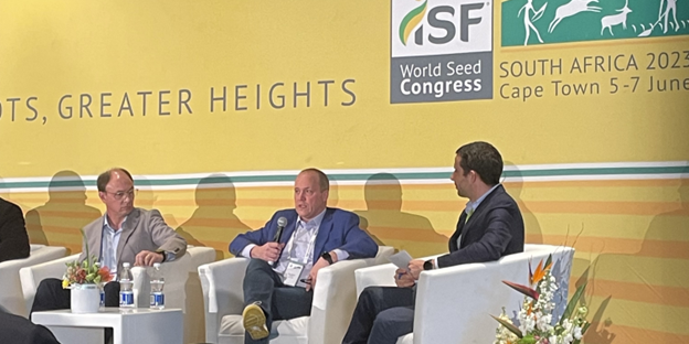 Dan Jenkins speaking on Plant breeding innovation policy at the International Seed Federation conference in Capetown in June.