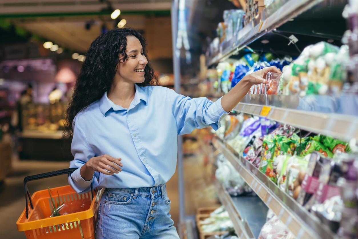 Young woman grocery shopping